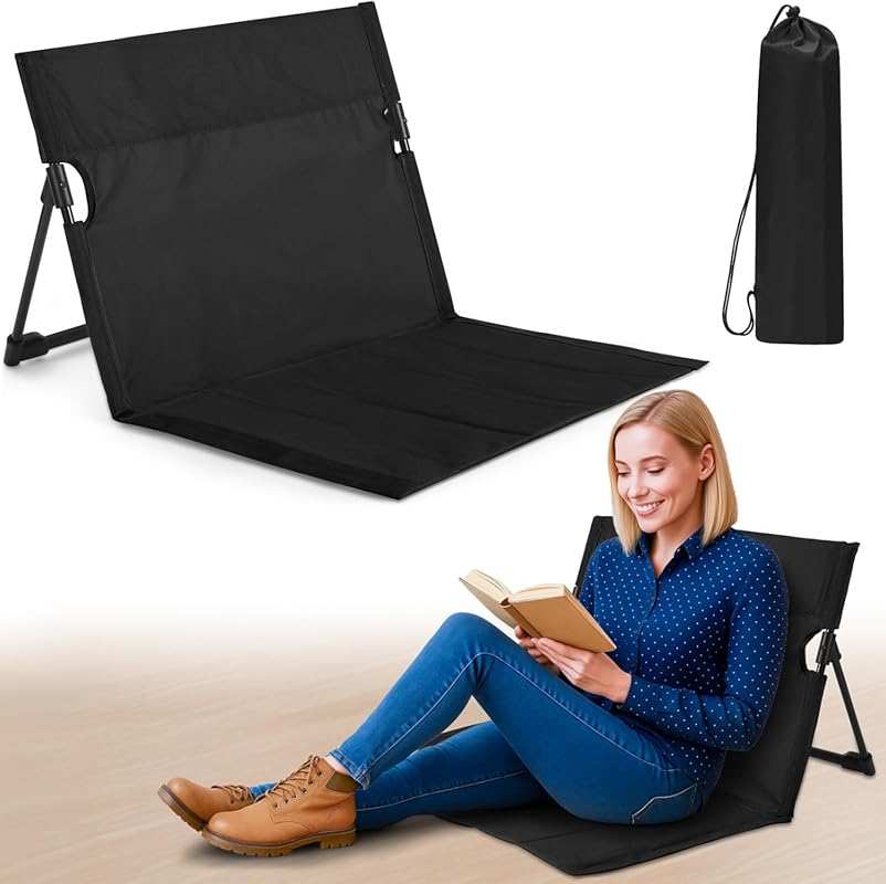 Jetec Foldable Floor Backrest Chair: Portable Lazy Seat with Storage B