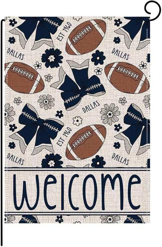 Football Welcome Garden Flag 12x18 Inch Double Sided for Dallas Yard D