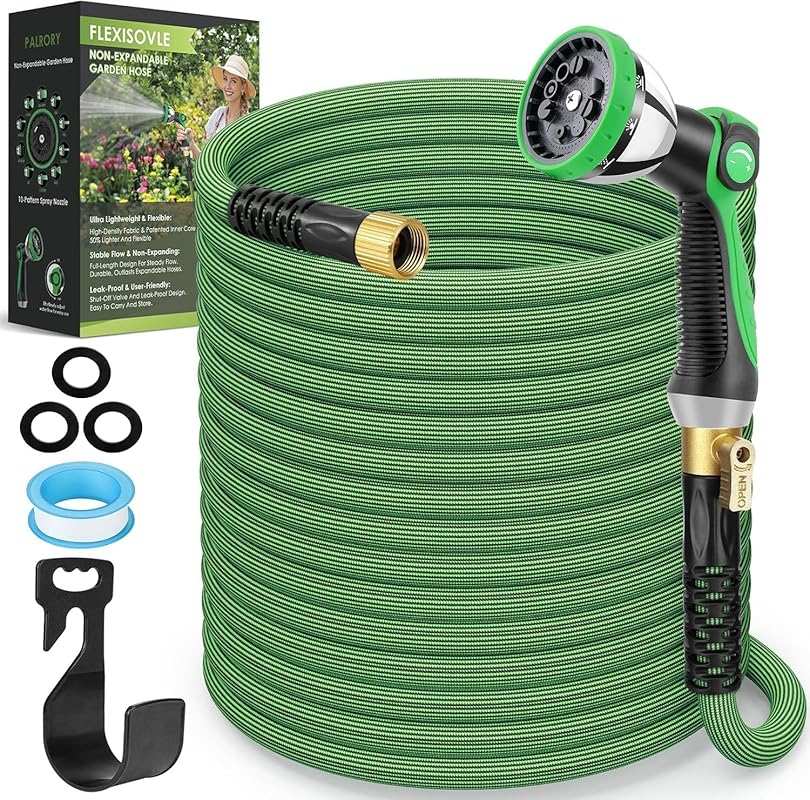 100 ft Ultra Lightweight Non-Expandable Garden Hose with 10-Pattern No