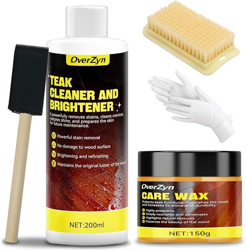 Teak Cleaner & Brightener Kit with Teak Oil for Outdoor Furniture, Restores Color & Extends Lifespan