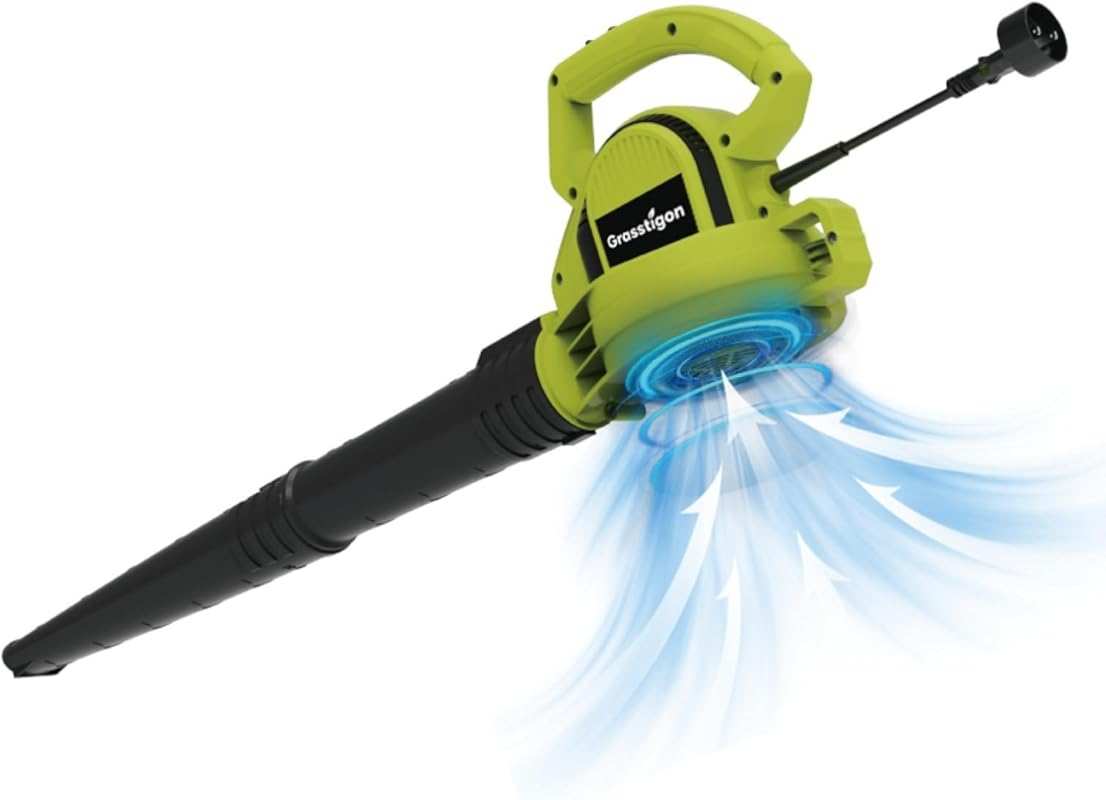 Powerful 7-Amp Corded Electric Leaf Blower with 390 CFM, 210 MPH, and 