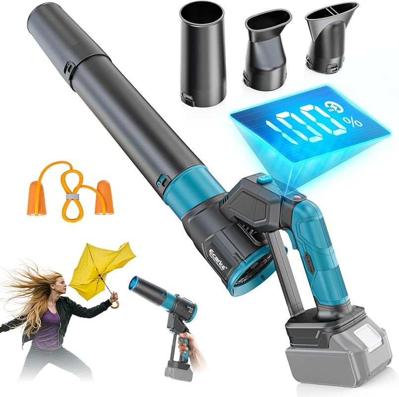 Makita 18V Compatible Cordless Leaf Blower: 1000000RPM 3-Speed Digital