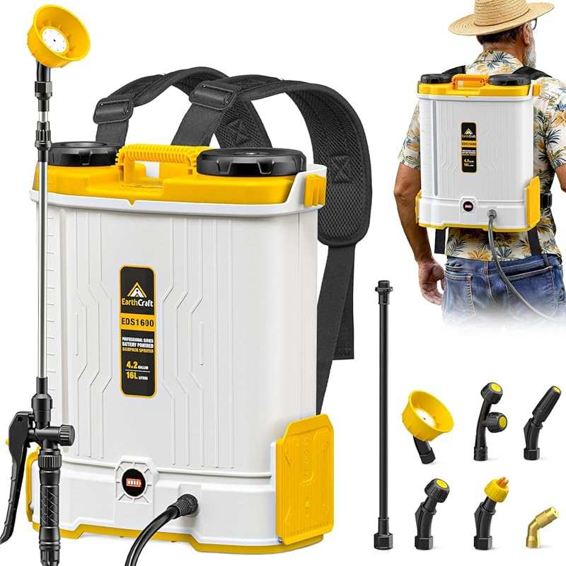 4.2 Gal Battery Powered Backpack Sprayer with Mixing System & 6 Nozzle