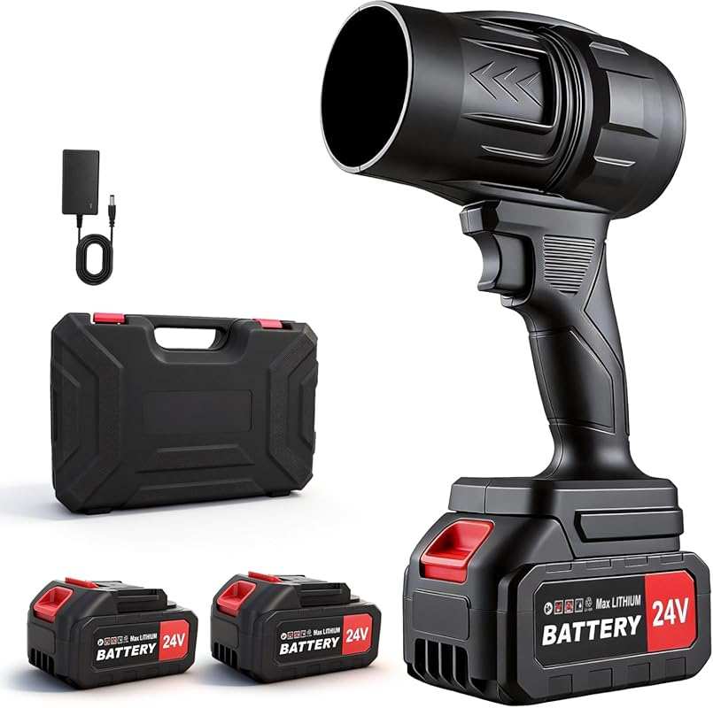 Cordless Leaf Blower: 400000 RPM 130MPH Turbo Airflow with 2x 24V Batt