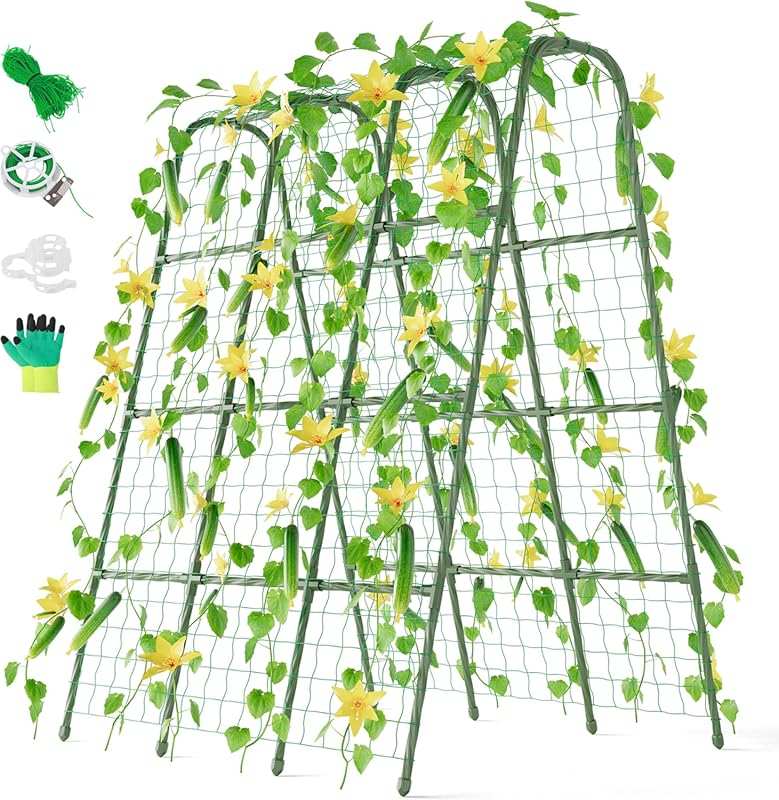 Miory 48x63 Inch Metal U-Frame Garden Trellis for Climbing Plants, Rai
