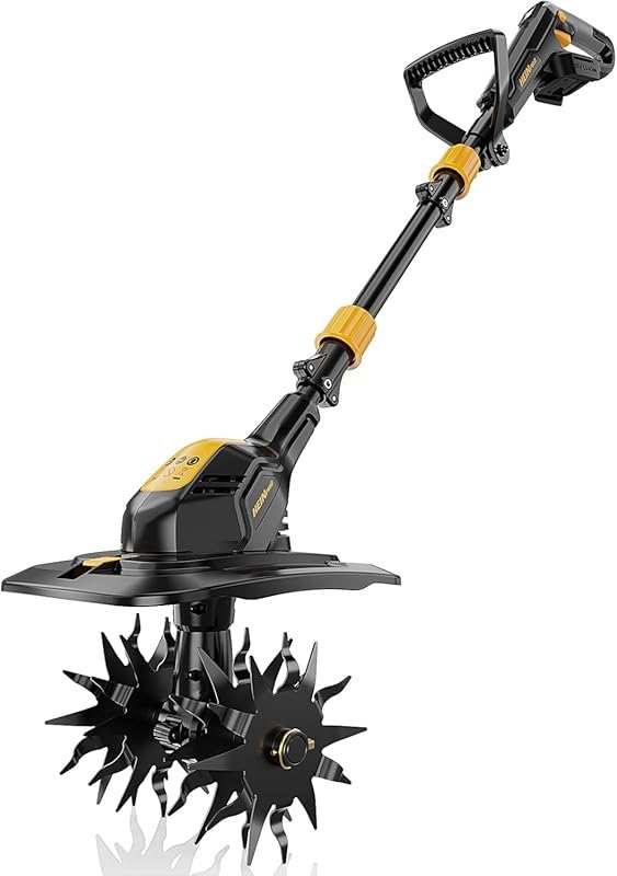 Cordless Electric Tiller for Gardening Compatible with Dewalt 20V MAX 