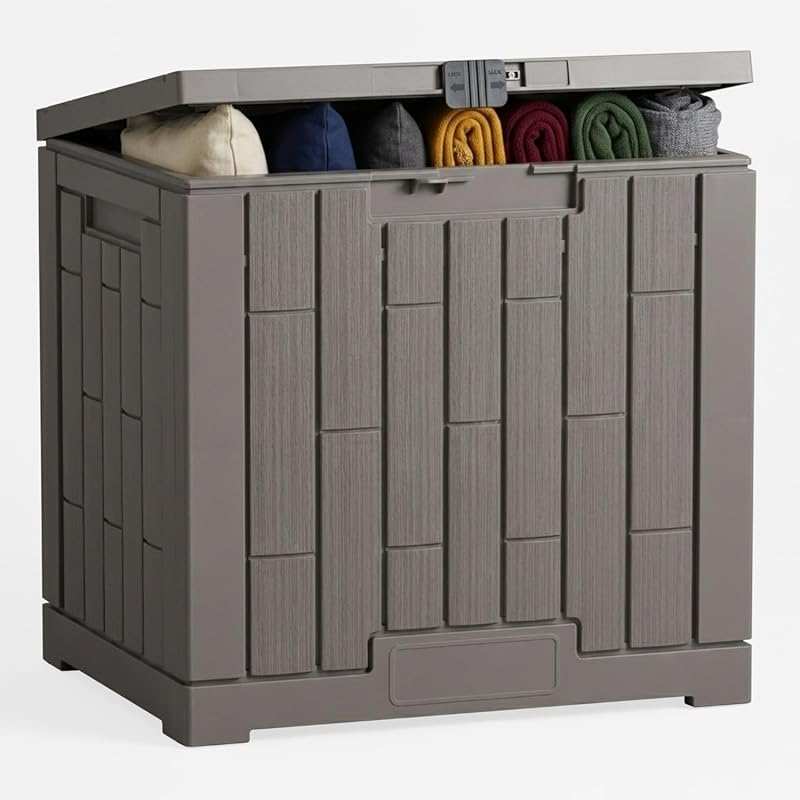 30 Gallon Waterproof Lockable Resin Deck Box with Built-in Handle for 