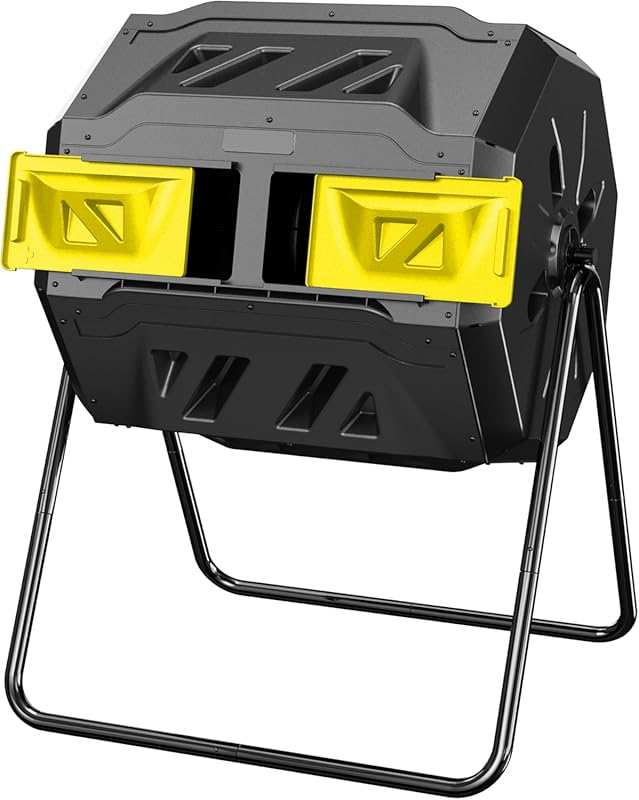43 Gallon Dual Chamber Compost Tumbler with Steel Frame