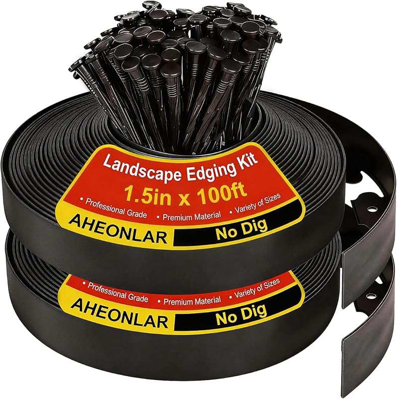 AHEONLAR 100' Black Plastic Garden Edging, 1.5