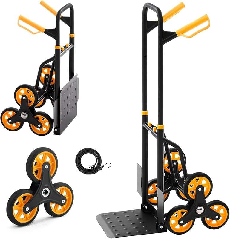 VEVOR Stair Climbing Cart 440 lbs, Heavy-Duty Folding Trolley with 6 W