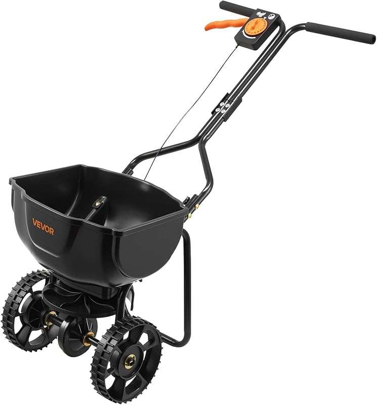 VEVOR 15lb Push Broadcast Spreader with 9.8ft Width and All-Terrain Ti