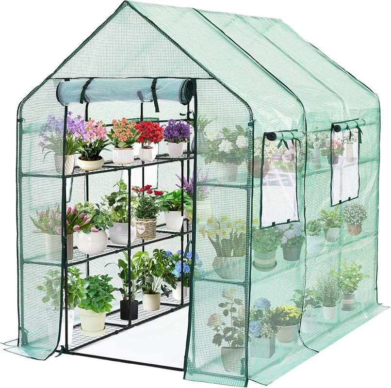 SUNGIFT Walk-in Outdoor Greenhouse: 56x85x77 Inch Portable with 3 Tier
