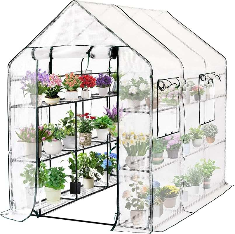 SUNGIFT Walk-in Outdoor Greenhouse: 56x85x77 Inch Portable with 3 Tier