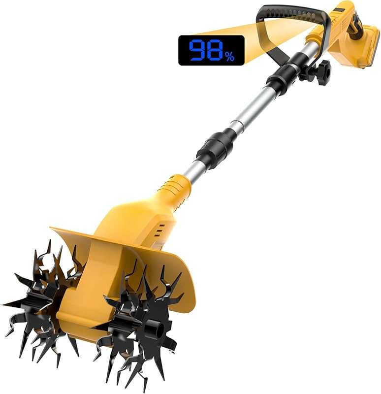 Cordless Tiller Cultivator Compatible with Dewalt 20V Battery, 9