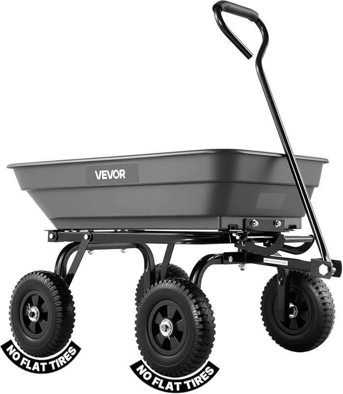 VEVOR 400LBS Poly Wheelbarrow: Heavy-Duty Garden Dump Cart Wagon with 8