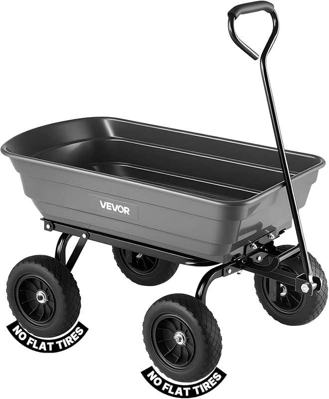 VEVOR 4 Cu.Ft Heavy-Duty Garden Cart with 600LBS Capacity, 10