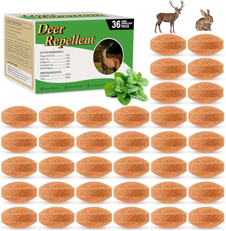 36 Pack Deer & Rabbit Repellent: Outdoor Deterrent for Plants, Flowers