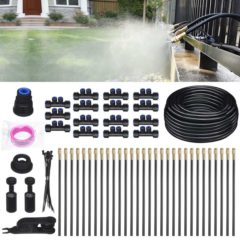 ERYUJ 50FT 360° Adjustable Drip Irrigation System for Gardens, Lawns, 
