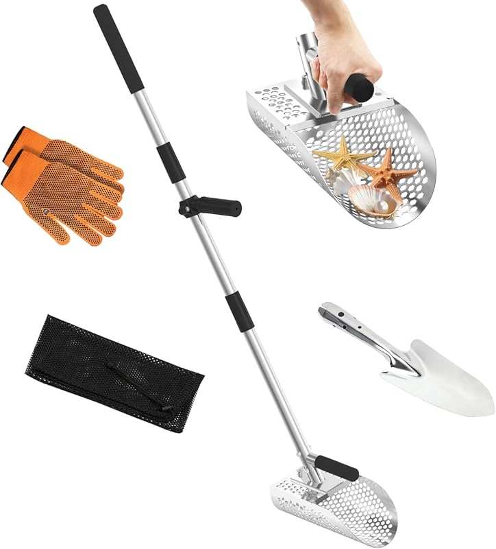 Stainless Steel Sand Scoop for Metal Detecting – Fast-Sifting Beach & 