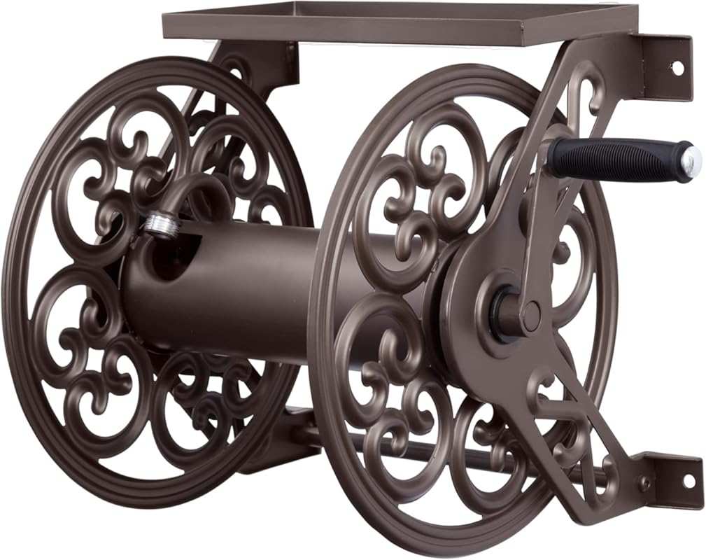Liberty Garden 708 Steel Decorative Wall Mount Garden Hose Reel for 12