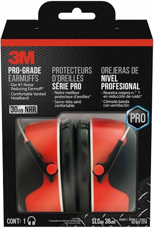 3M Pro-Grade Earmuff: 30dB NRR Lightweight, Adjustable Ear Muffs with 