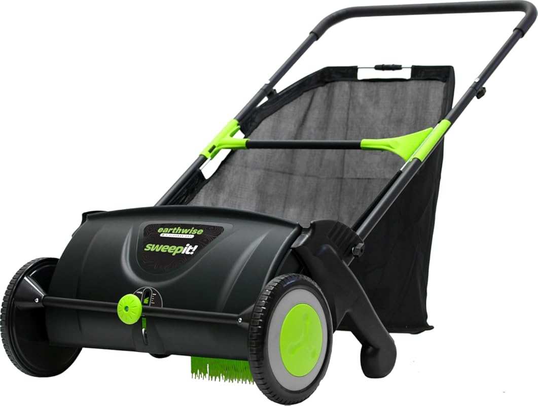 Earthwise LSW70021 21-Inch Push Lawn Sweeper for Efficient Leaf and Gr