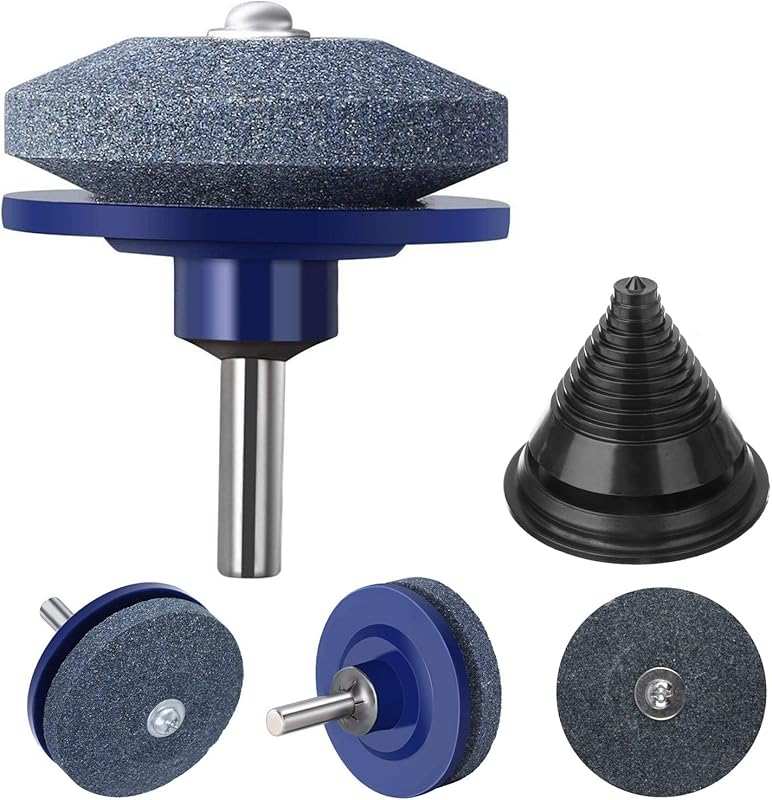 4 PCS Universal Rotary Lawn Mower Blade Sharpener with Balancer for Po
