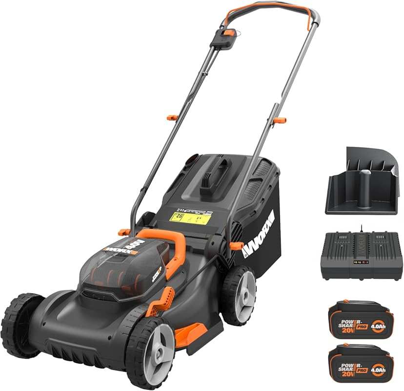 WORX 17" Cordless Electric 2-in-1 Lawn Mower: Quiet, Compact, Lightweight with 2 Batteries