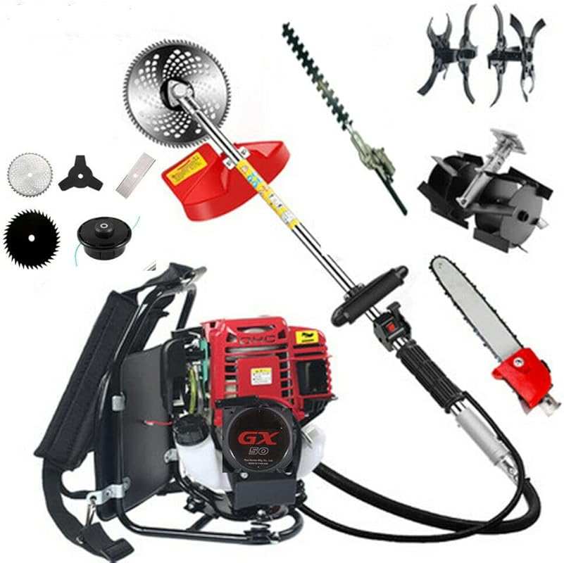 10-in-1 Backpack GX50 4-Stroke Brush Cutter: Weed Wacker, Mini Tiller, Cultivator