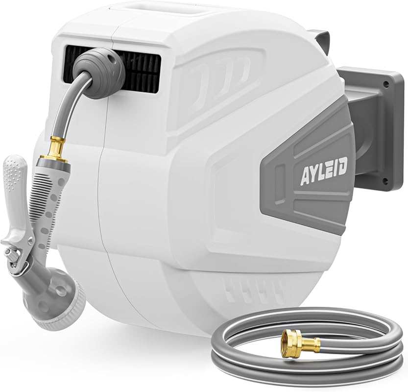 Ayleid 100ft Retractable Garden Hose Reel with Slow Return, Any Length