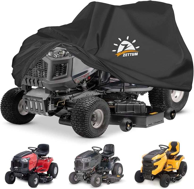 Zettum Heavy Duty 600D Waterproof Riding Lawn Mower Cover with Storage