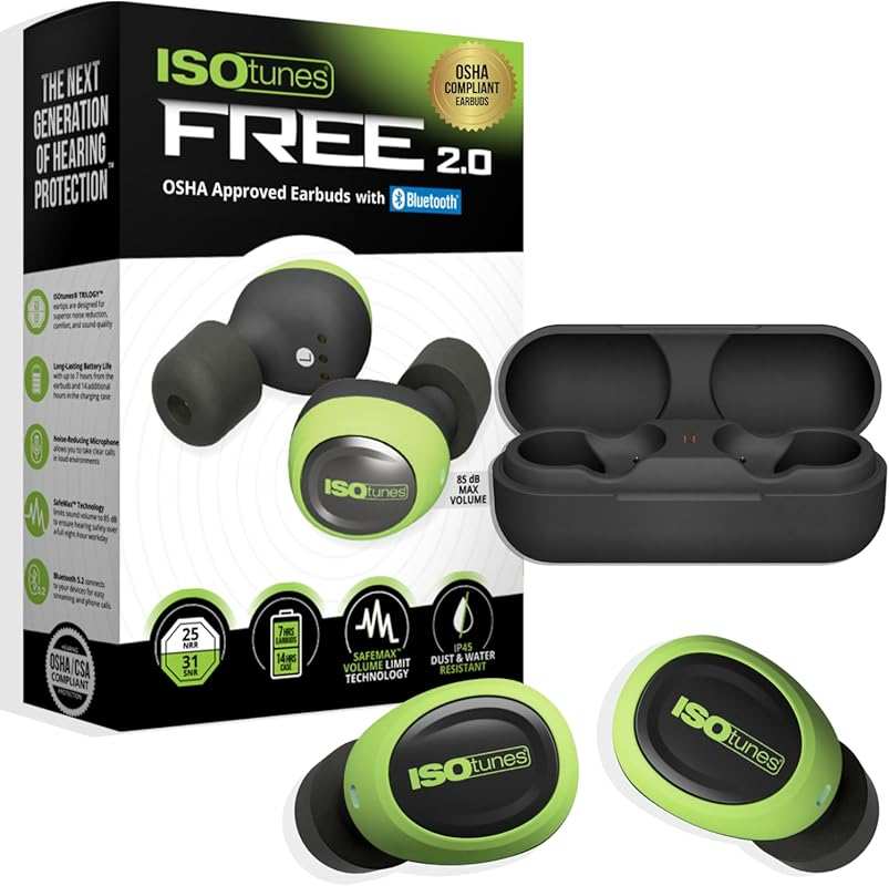 ISOtunes Free 2.0 Bluetooth Hearing Protection Earbuds: OSHA Approved 