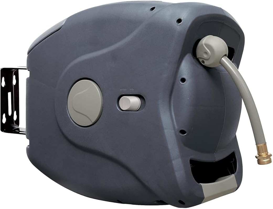 Easy-Assemble 100ft Retractable Hose Reel with Flexible Swivel Mount