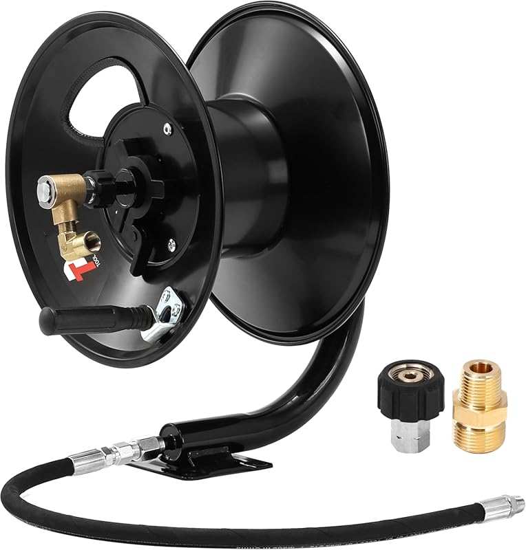 Tool Daily 100ft Steel Heavy Duty Power Washer Hose Reel