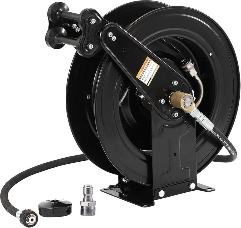 FIXFANS Dual Arm Auto-Retractable Hose Reel, 3/8