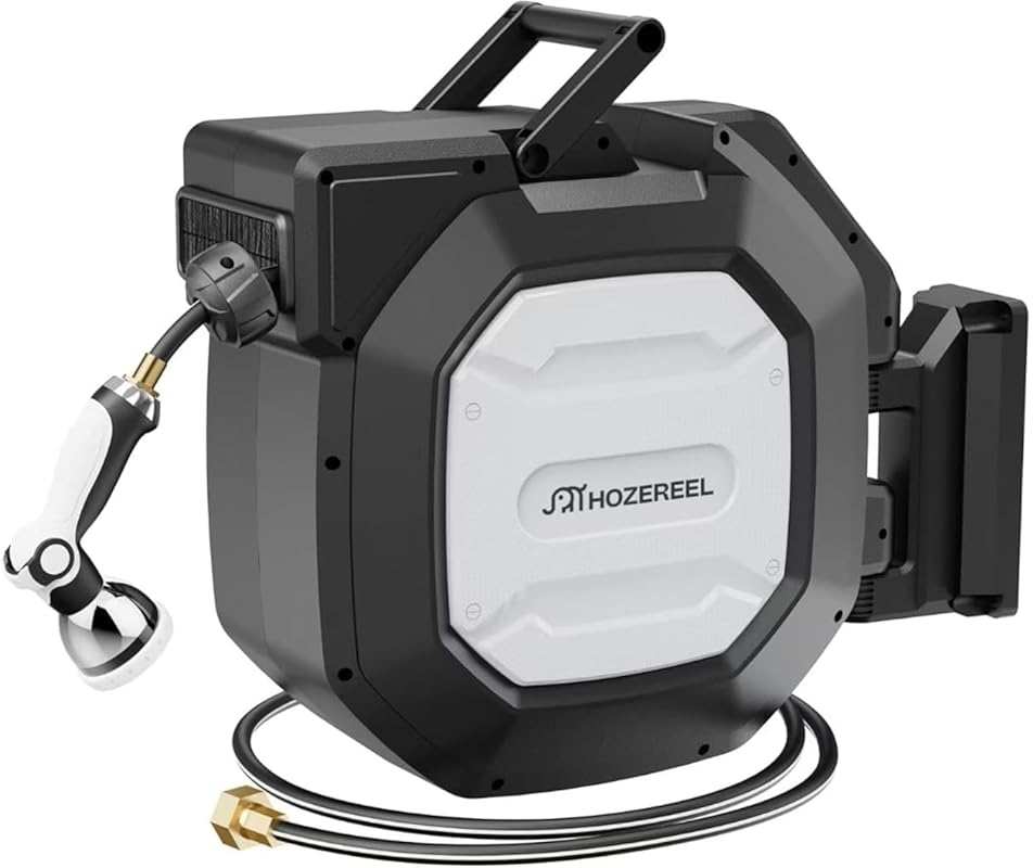 HOZEREEL 100 ft Heavy Duty Retractable Garden Hose Reel with Self-Retr