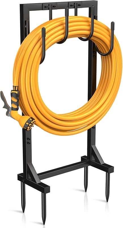 Upgraded Metal Freestanding Hose Reel Holds 150ft Hose with 4 Large Ho