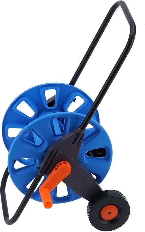 Hand-Push Garden Hose Reel Cart for G1/2 50m Tube, Compact Storage for
