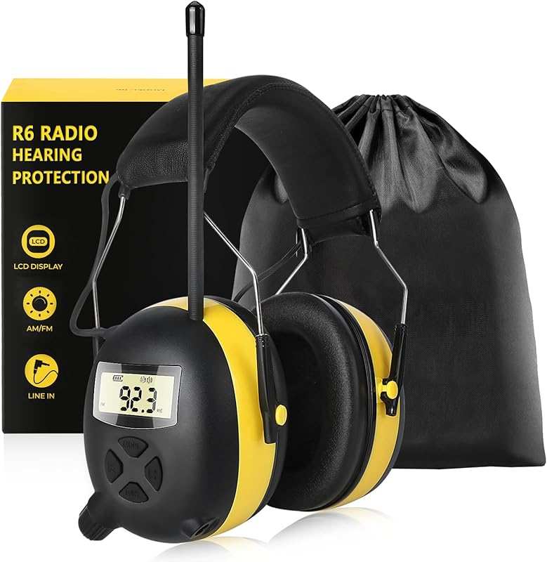 BJKing AM/FM Radio Hearing Protection Safety Earmuffs with Digital Dis