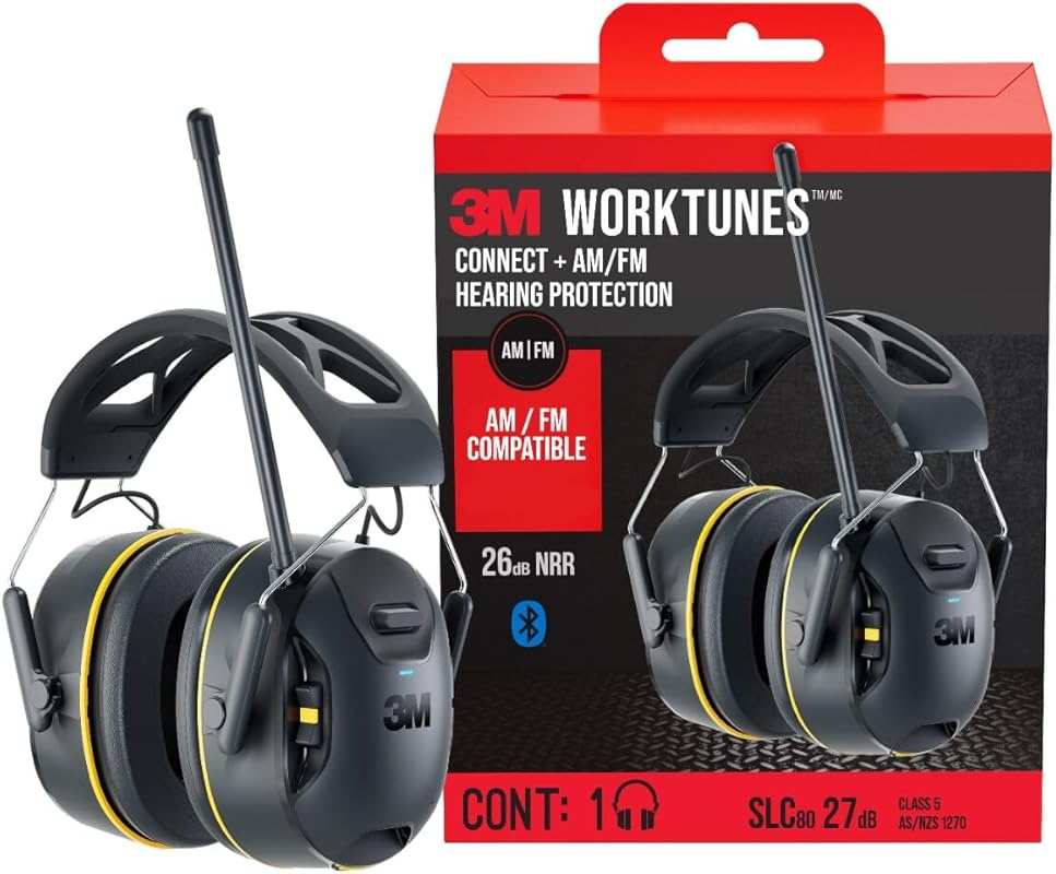 3M WorkTunes Connect + AM/FM Wireless Hearing Protector with Bluetooth