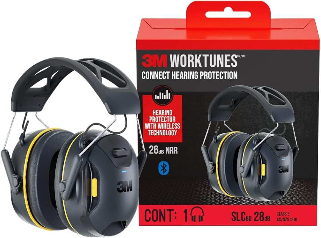 3M WorkTunes Connect Wireless Bluetooth Hearing Protector, 26 dB Noise