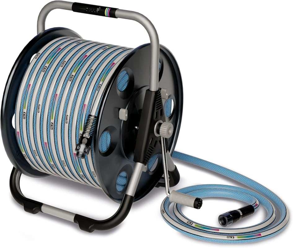 Durable Metal Hose Reel with Kink-Proof NTS Hose, 100-Ft, Floor or Wal