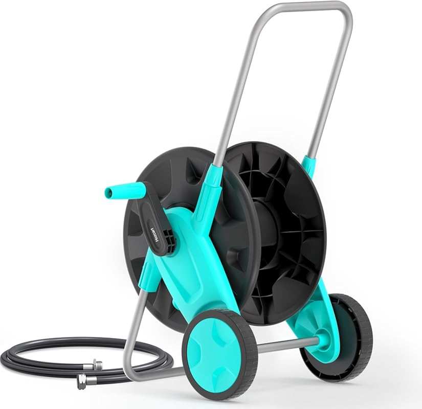 Portable Garden Hose Reel Cart with 2 Wheels, Holds 75-100 Ft Hose