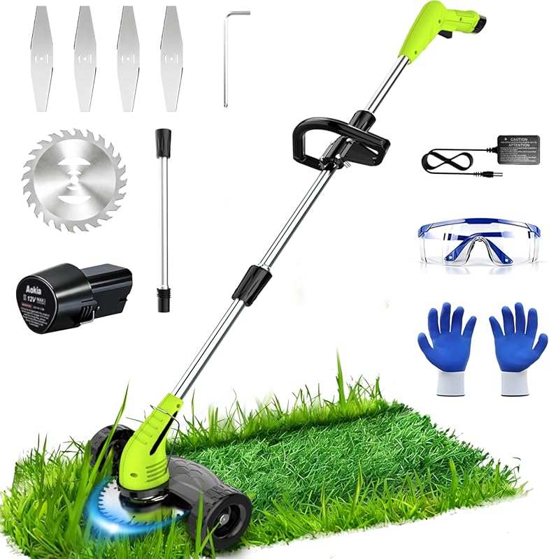 12V Cordless Electric Weed Wacker with Adjustable Pole, Lightweight Gr
