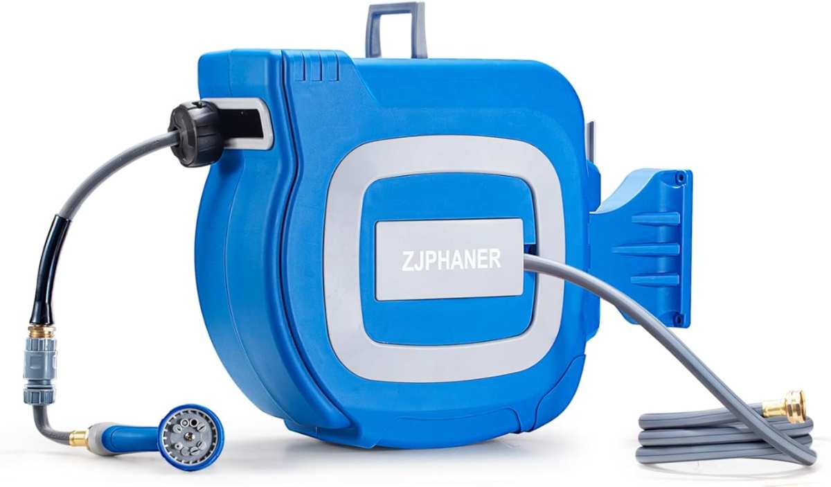 1/2 inch 100FT Retractable Garden Hose Reel with 10-Mode Spray Nozzle 