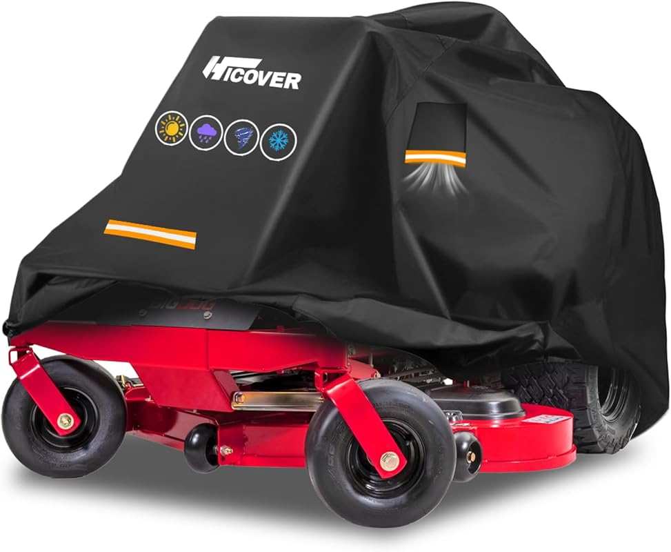Heavy Duty 600D Waterproof Zero Turn Mower Cover with Air Vents & Refl