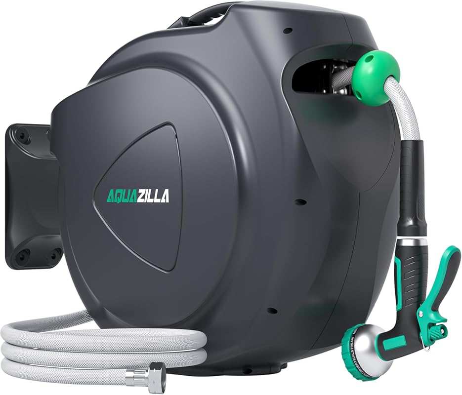 Heavy-Duty Retractable Garden Hose Reel, 5/8