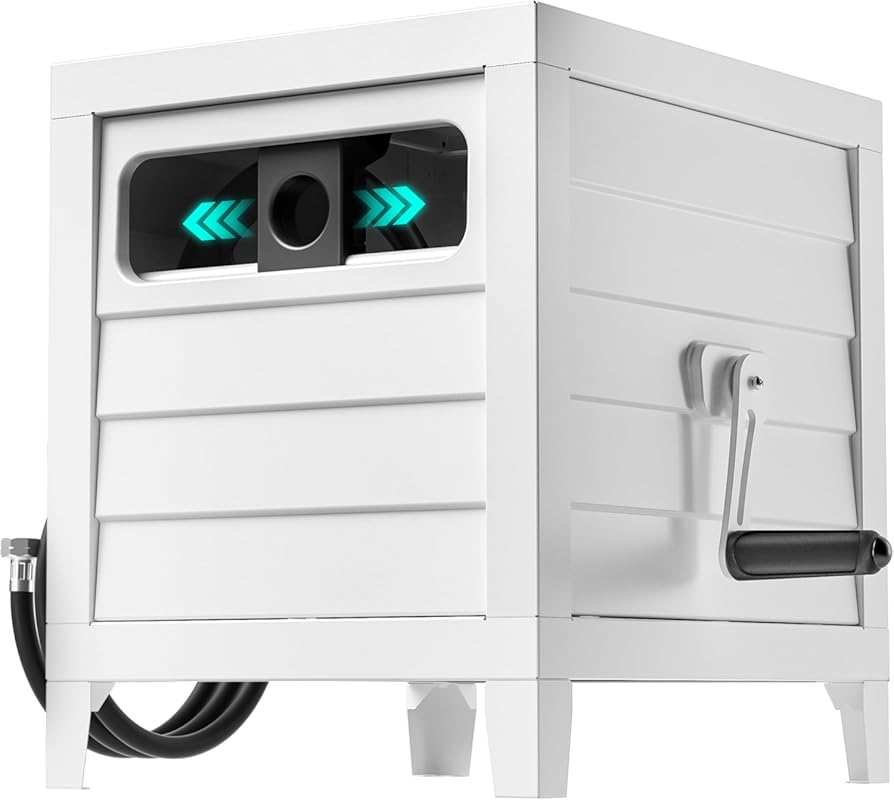 Heavy Duty 150ft Metal Hose Storage Deck Box with Hose Guide & Leak-Pr