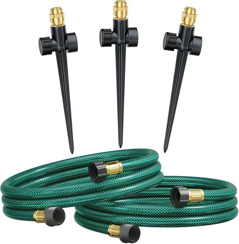 FANHAO Metal Garden Sprinkler System, 360° Coverage Irrigation Kit for