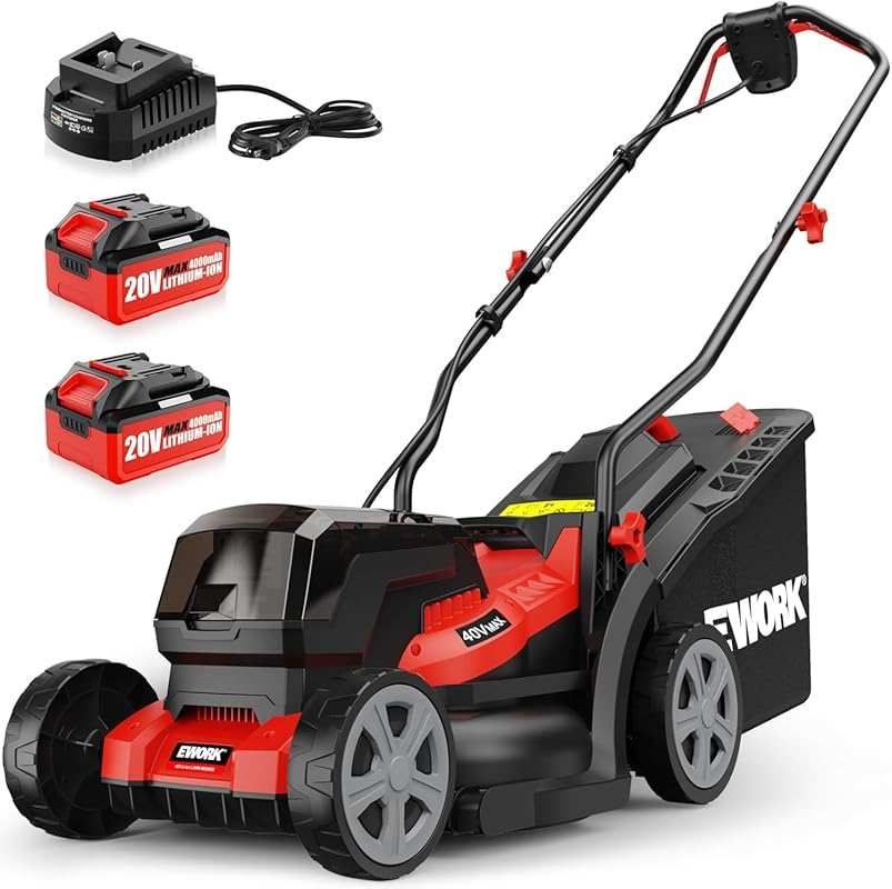 EWORK 40V 14-Inch Cordless Electric Lawn Mower: Lightweight Battery Po